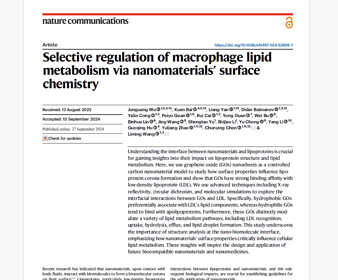 剂泰医药Nature子刊最新合作论文：探索纳米材料如何选择性调控巨噬细胞脂质代谢(图1)